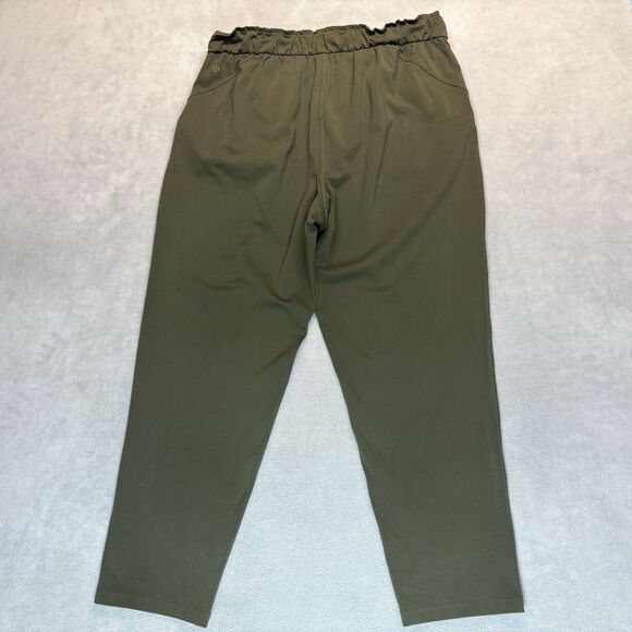 Lululemon Size 14 Keep Moving Pant 7/8 High Rise Green Paperbag Elastic Waist - Picture 4 of 11